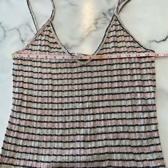 Zara top, pink and black striped knitted tank top size medium - Picture 16 of 16